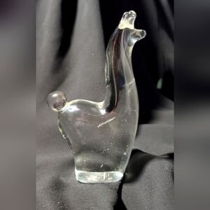 Hand Blown Clear Glass Llama Figurine with Encased Bubbles